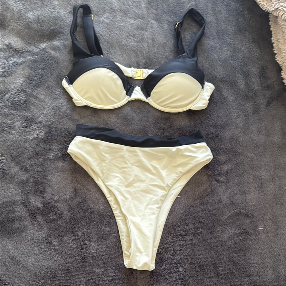 Black and Cream Bikini Set